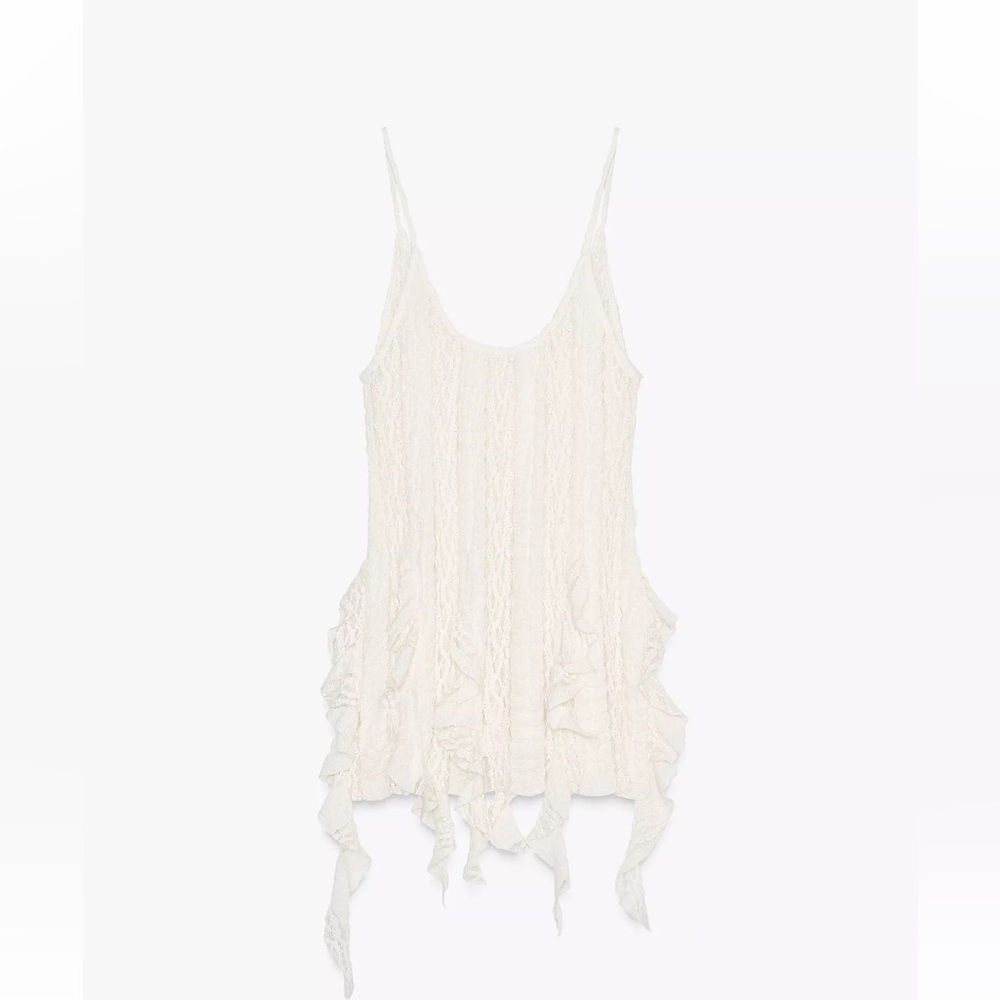 Zara Lace Textured Scallop Top and Pants